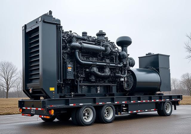 Large industrial power generator on a heavy haul trailer