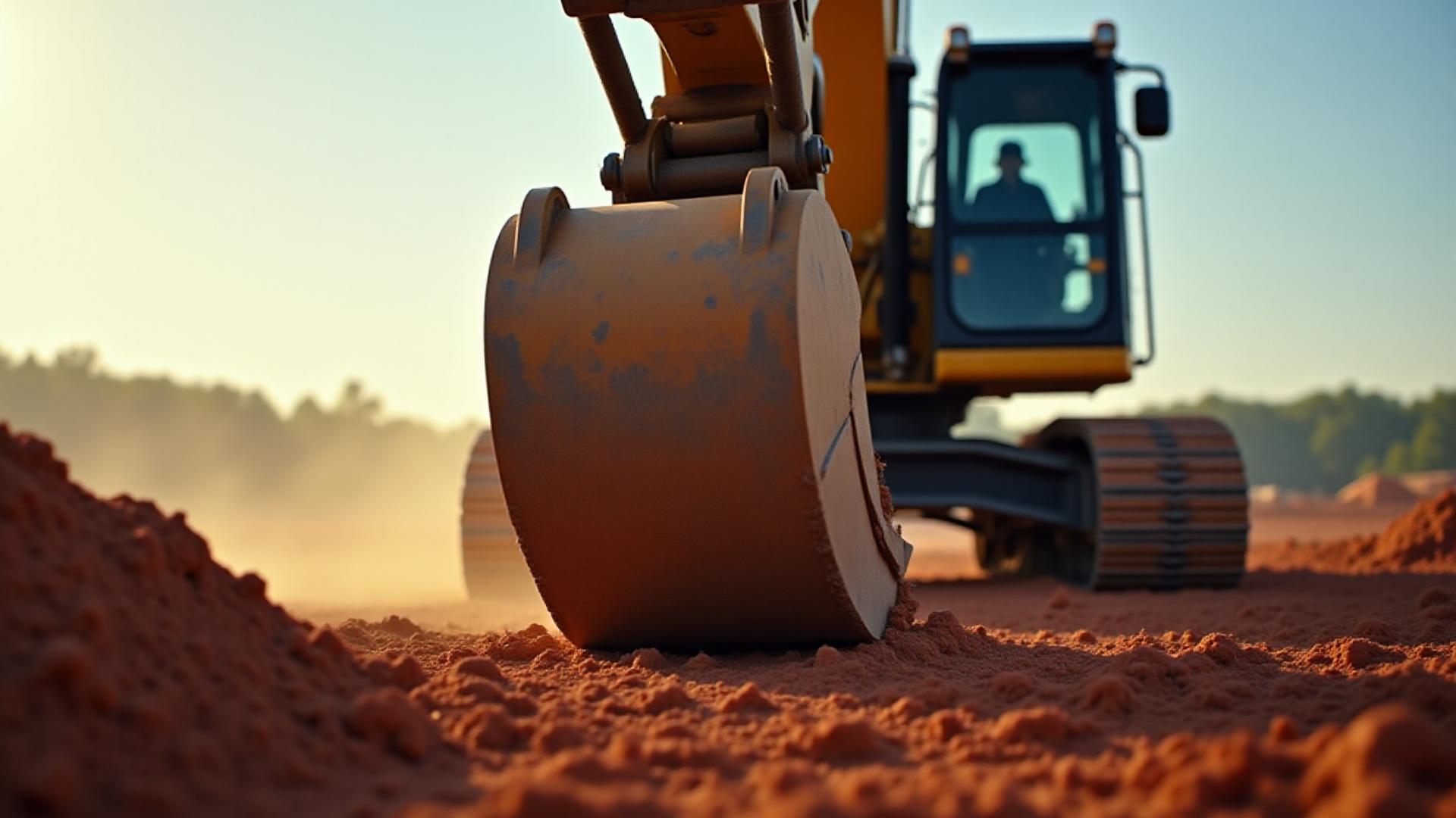 Precision hydraulic excavator shaping a construction site in Greenville